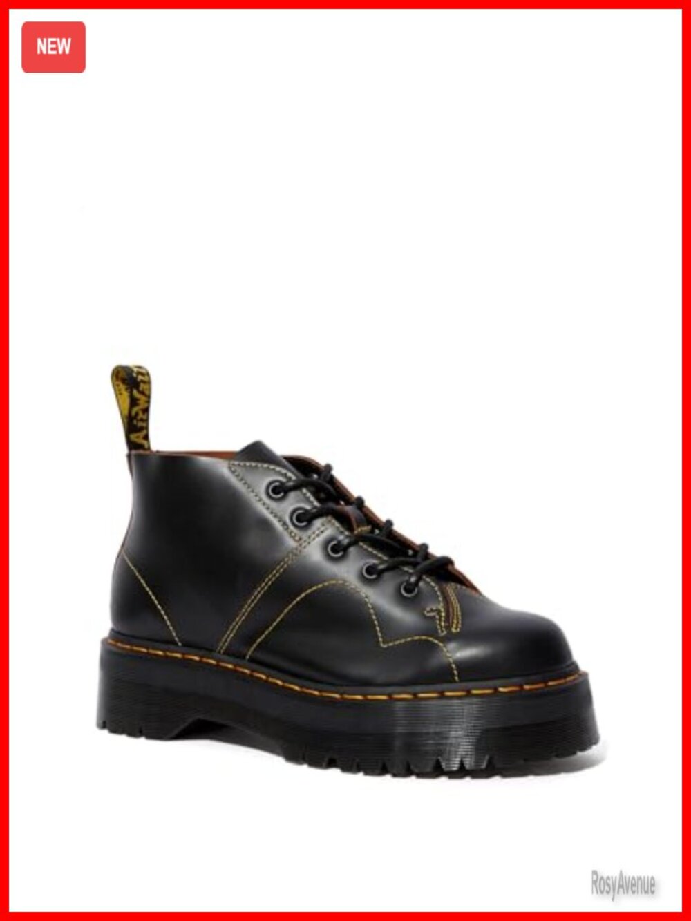 Dr. Martens Church Quad Leather Combat Boots Round Toe Ankle